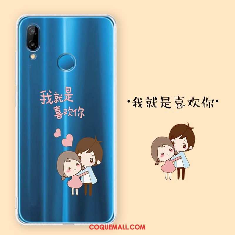 Étui Huawei P Smart+ Silicone Blanc Téléphone Portable, Coque Huawei P Smart+ Fluide Doux Transparent