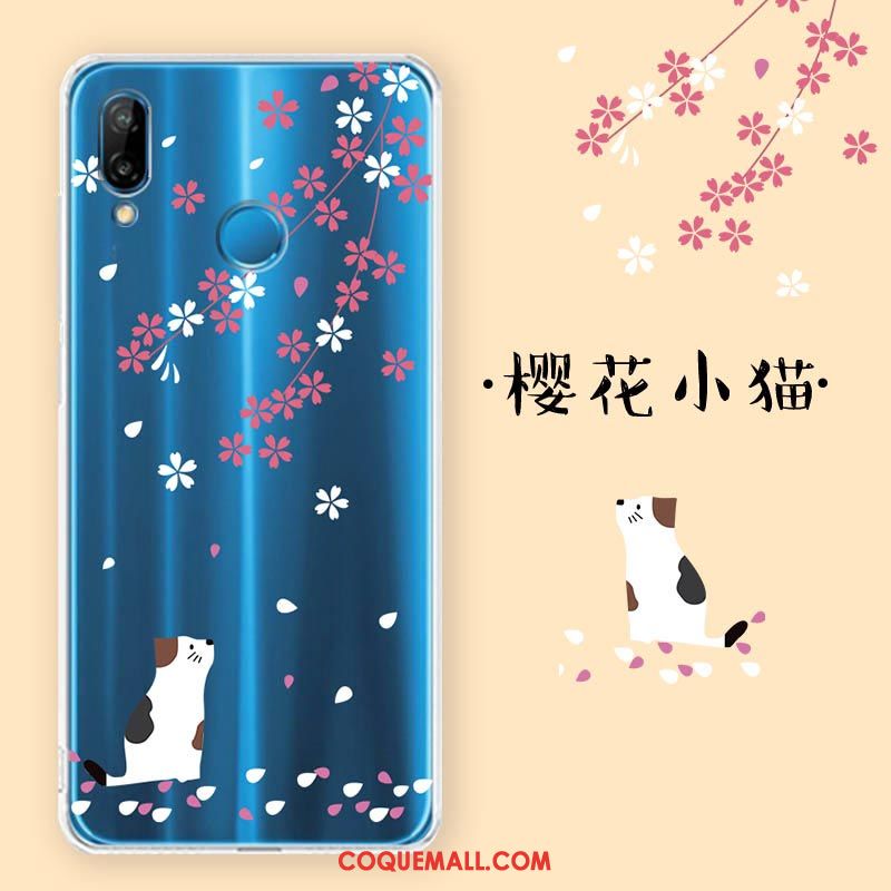 Étui Huawei P Smart+ Silicone Blanc Téléphone Portable, Coque Huawei P Smart+ Fluide Doux Transparent