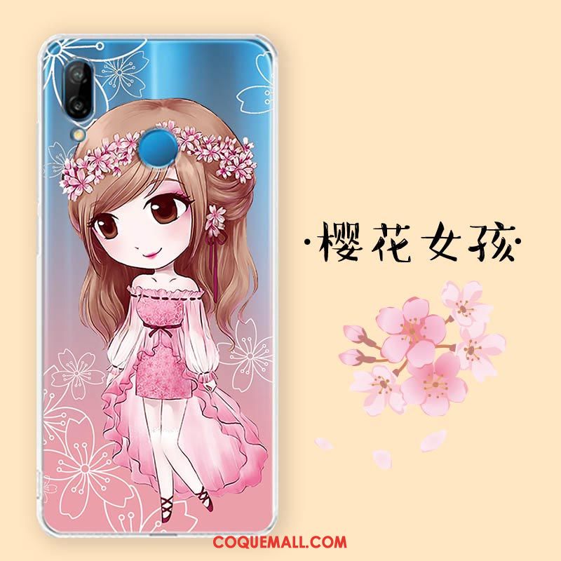 Étui Huawei P Smart+ Silicone Blanc Téléphone Portable, Coque Huawei P Smart+ Fluide Doux Transparent