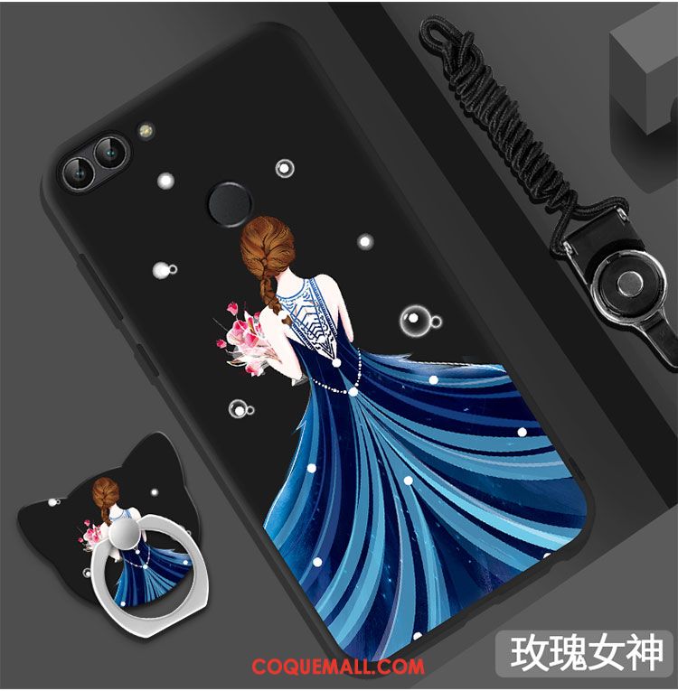 Étui Huawei P Smart Silicone Membrane Anneau, Coque Huawei P Smart Ornements Suspendus Délavé En Daim