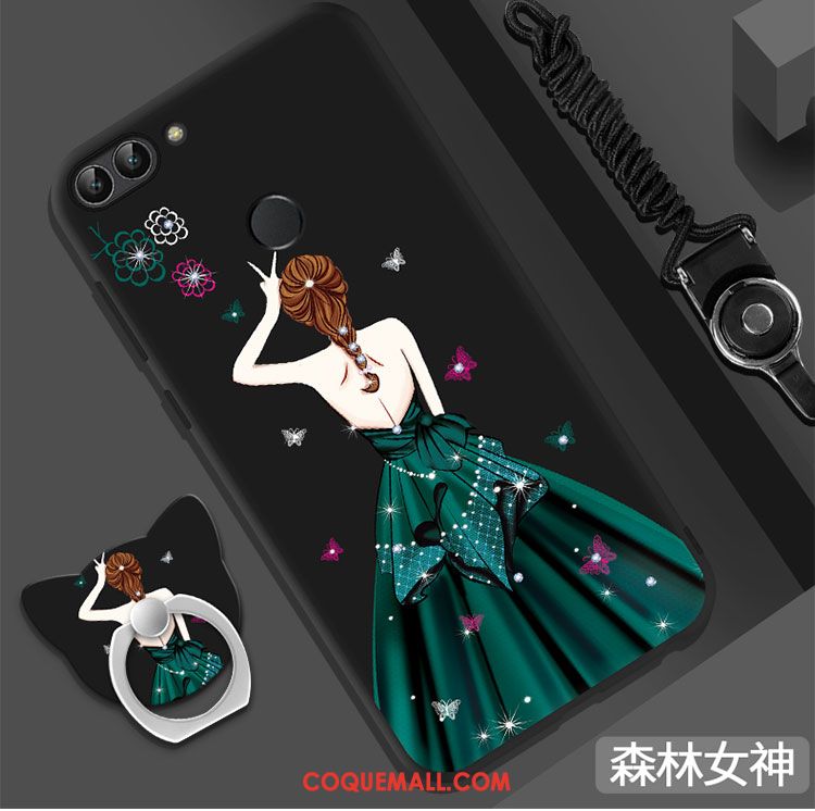 Étui Huawei P Smart Silicone Membrane Anneau, Coque Huawei P Smart Ornements Suspendus Délavé En Daim