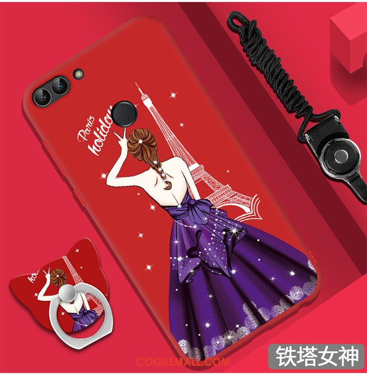 Étui Huawei P Smart Silicone Membrane Anneau, Coque Huawei P Smart Ornements Suspendus Délavé En Daim