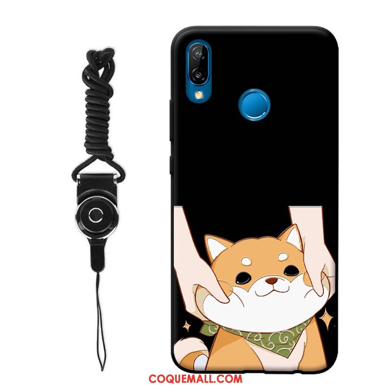 Étui Huawei P Smart+ Silicone Noir Mignonne, Coque Huawei P Smart+ Jeunesse Délavé En Daim