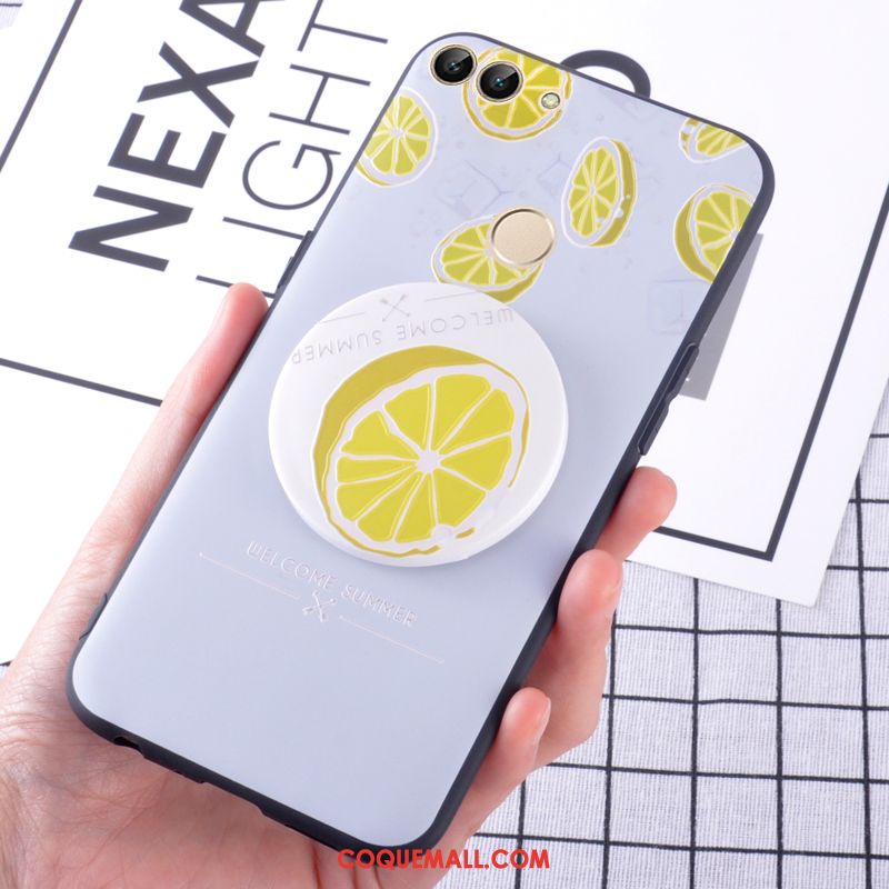 Étui Huawei P Smart Tendance Délavé En Daim Téléphone Portable, Coque Huawei P Smart Citron Jaune