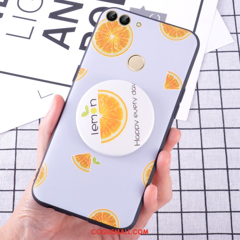 Étui Huawei P Smart Tendance Délavé En Daim Téléphone Portable, Coque Huawei P Smart Citron Jaune