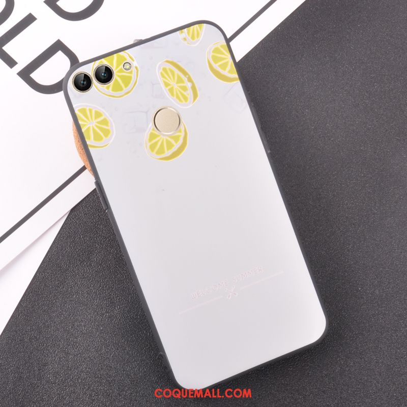 Étui Huawei P Smart Tendance Délavé En Daim Téléphone Portable, Coque Huawei P Smart Citron Jaune