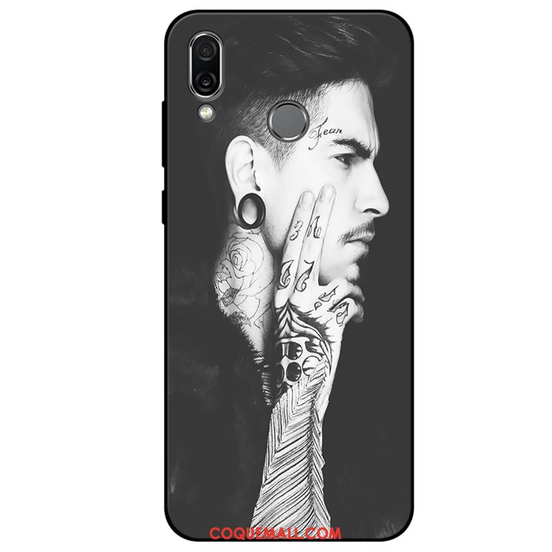 Étui Huawei P Smart+ Tendance Protection Noir, Coque Huawei P Smart+ Incassable Silicone