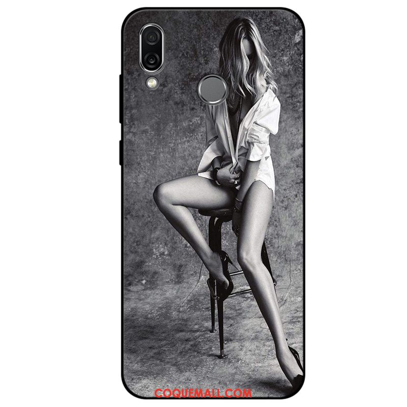 Étui Huawei P Smart+ Tendance Protection Noir, Coque Huawei P Smart+ Incassable Silicone