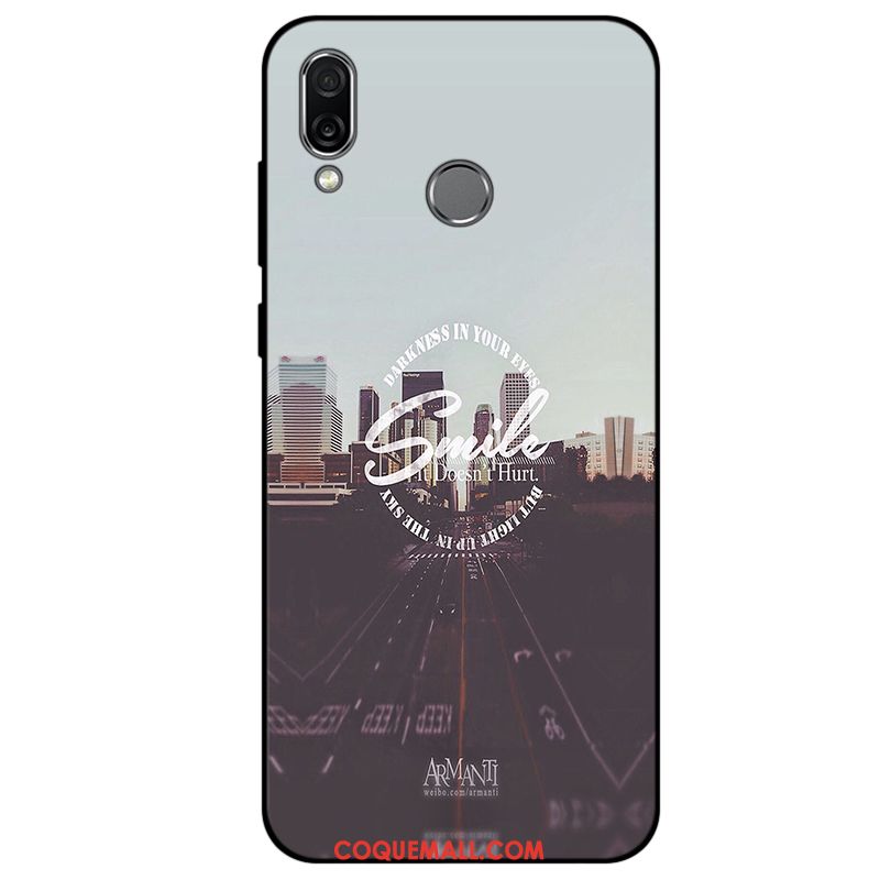 Étui Huawei P Smart+ Tendance Protection Noir, Coque Huawei P Smart+ Incassable Silicone