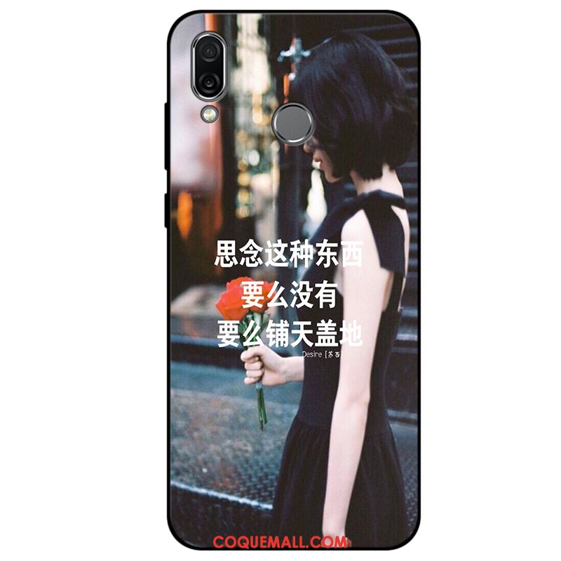 Étui Huawei P Smart+ Tendance Protection Noir, Coque Huawei P Smart+ Incassable Silicone