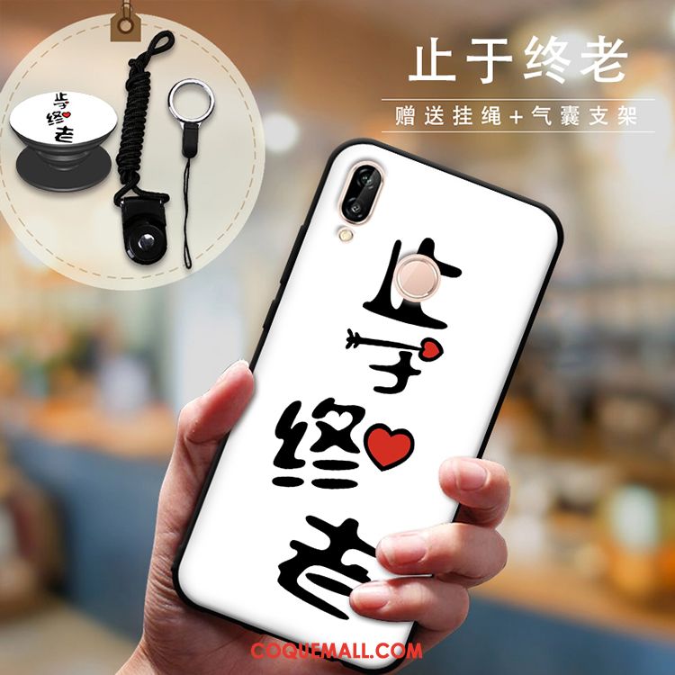 Étui Huawei P Smart+ Tout Compris Amoureux Téléphone Portable, Coque Huawei P Smart+ Protection Cou Suspendu