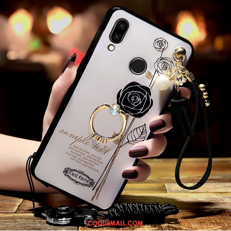 Étui Huawei P Smart+ Téléphone Portable Blanc Fluide Doux, Coque Huawei P Smart+ Ornements Suspendus