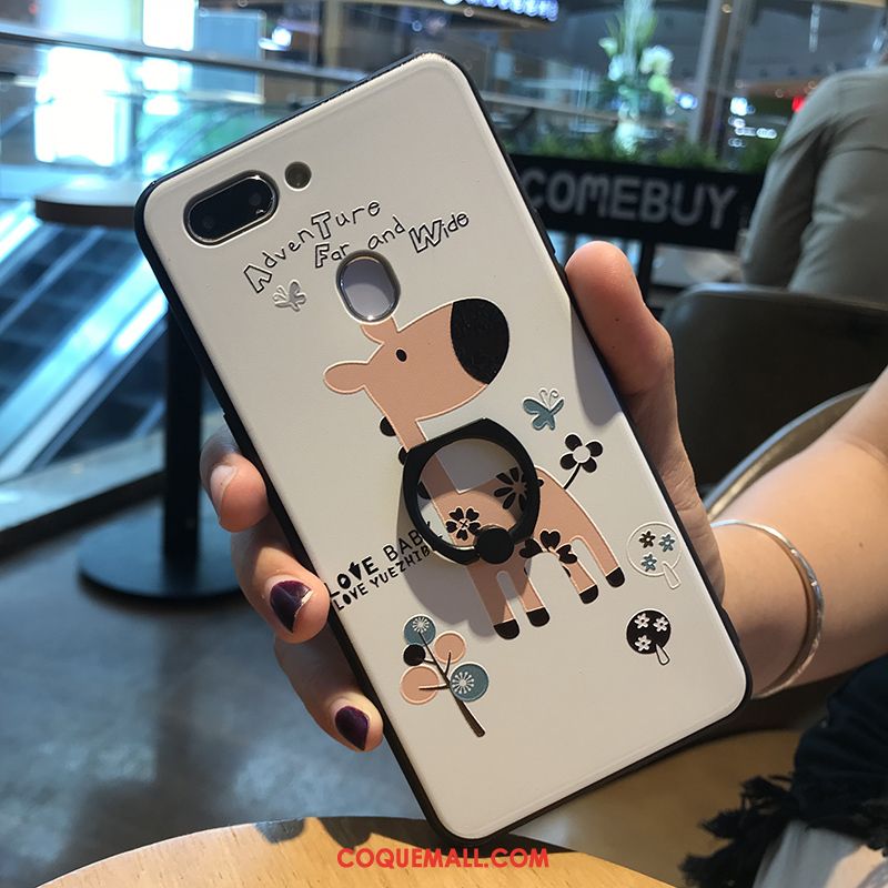 Étui Huawei P Smart Téléphone Portable Chat Blanc, Coque Huawei P Smart Anneau Dessin Animé