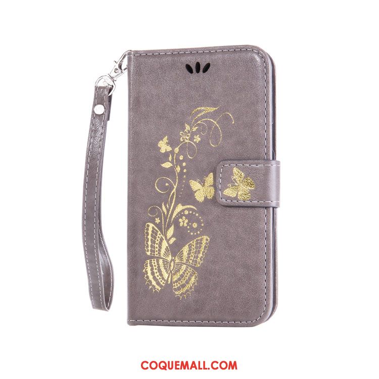 Étui Huawei P Smart+ Téléphone Portable Cuir Or, Coque Huawei P Smart+ Support Papillon