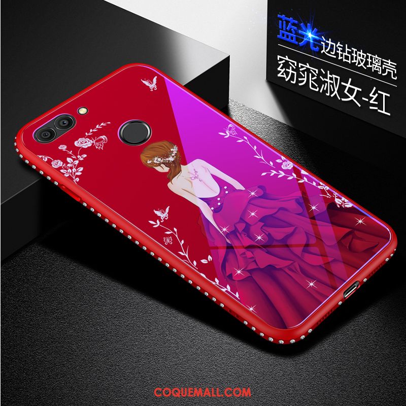 Étui Huawei P Smart Verre Trempé Téléphone Portable Dessin Animé, Coque Huawei P Smart Net Rouge Tendance