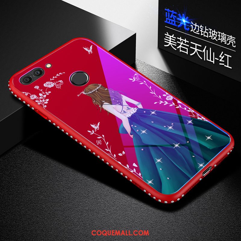 Étui Huawei P Smart Verre Trempé Téléphone Portable Dessin Animé, Coque Huawei P Smart Net Rouge Tendance