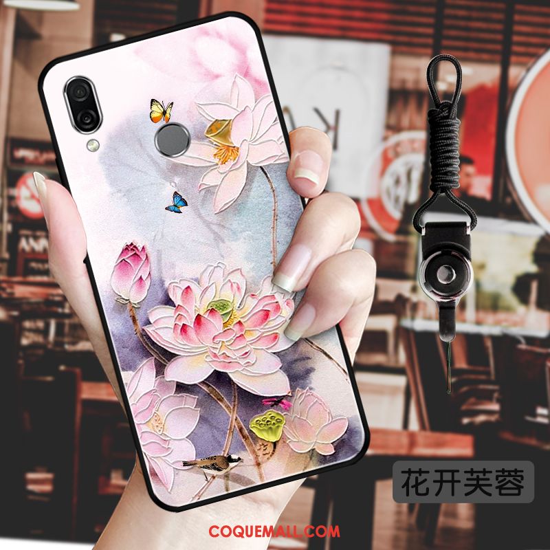 Étui Huawei P Smart Z Délavé En Daim Gaufrage Créatif, Coque Huawei P Smart Z Ornements Suspendus Fleur