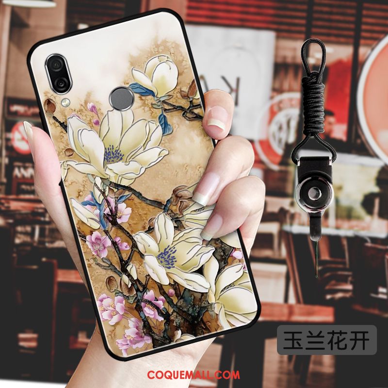 Étui Huawei P Smart Z Délavé En Daim Gaufrage Créatif, Coque Huawei P Smart Z Ornements Suspendus Fleur