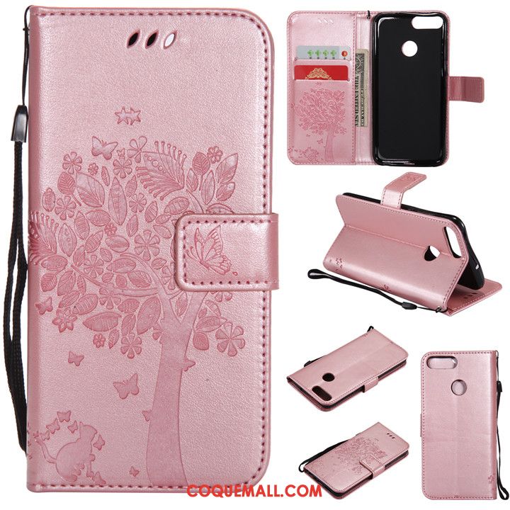 Étui Huawei P Smart Étui En Cuir Clamshell Tout Compris, Coque Huawei P Smart Fluide Doux Incassable