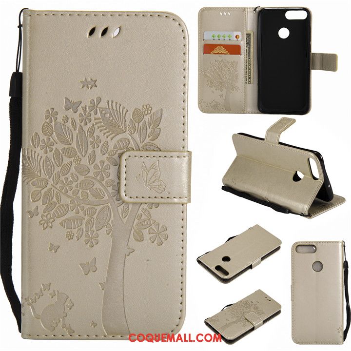 Étui Huawei P Smart Étui En Cuir Clamshell Tout Compris, Coque Huawei P Smart Fluide Doux Incassable