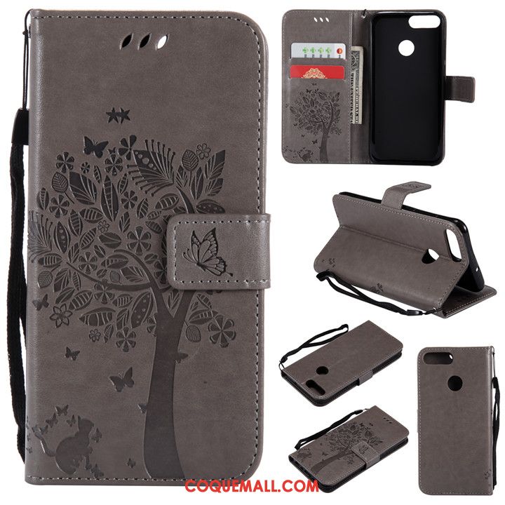 Étui Huawei P Smart Étui En Cuir Clamshell Tout Compris, Coque Huawei P Smart Fluide Doux Incassable