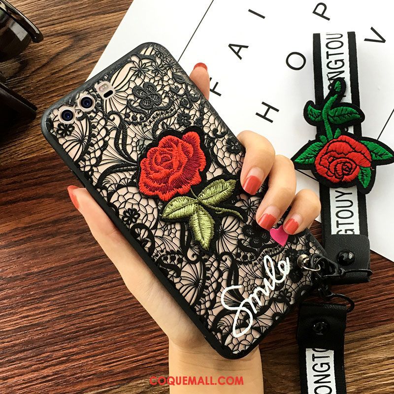 Étui Huawei P10 Broderie Membrane Rose, Coque Huawei P10 Tempérer Ornements Suspendus