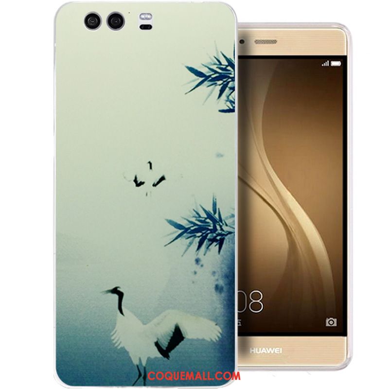 Étui Huawei P10 Fluide Doux Encre Téléphone Portable, Coque Huawei P10 Transparent Bleu Clair