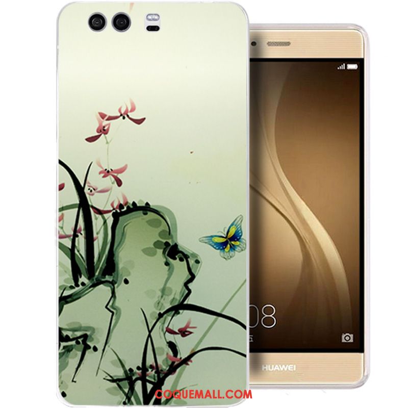 Étui Huawei P10 Fluide Doux Encre Téléphone Portable, Coque Huawei P10 Transparent Bleu Clair