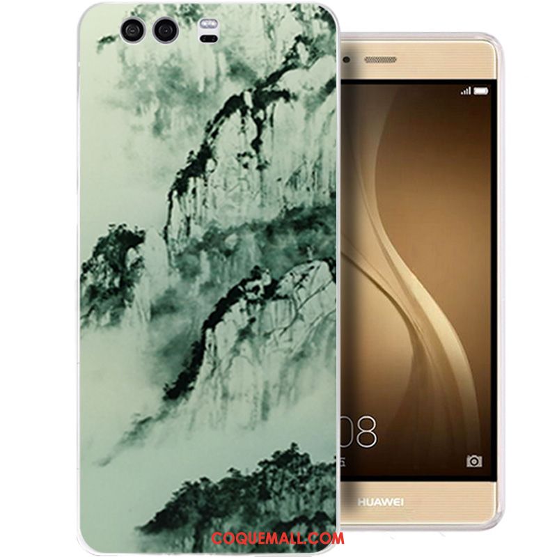 Étui Huawei P10 Fluide Doux Encre Téléphone Portable, Coque Huawei P10 Transparent Bleu Clair