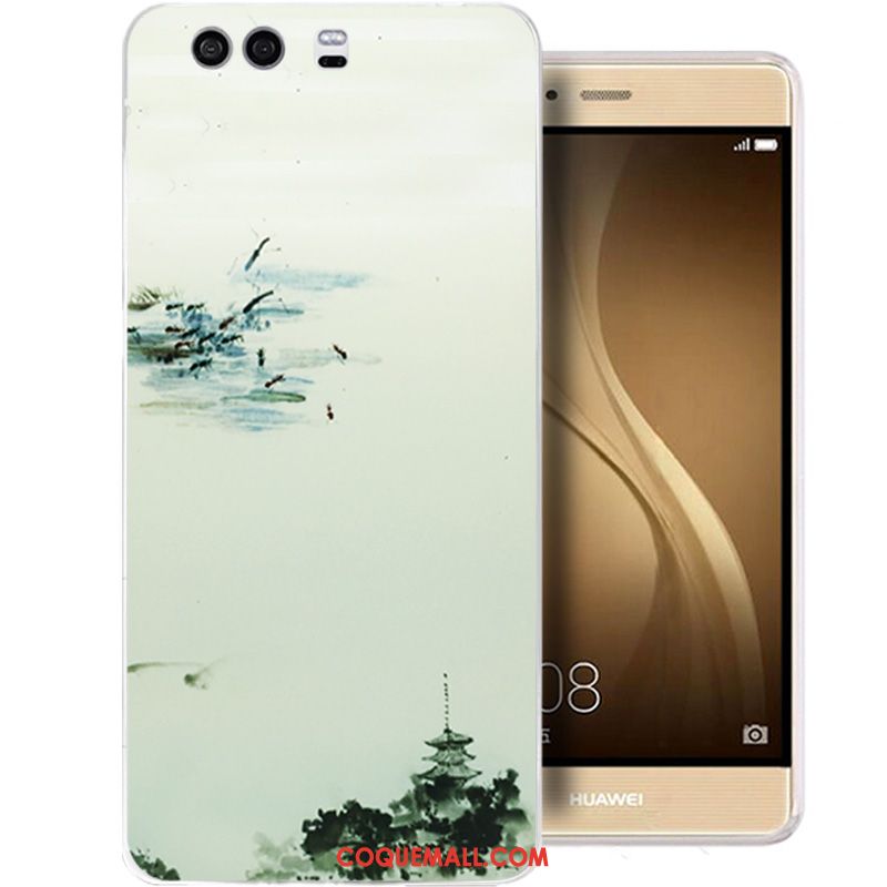 Étui Huawei P10 Fluide Doux Encre Téléphone Portable, Coque Huawei P10 Transparent Bleu Clair