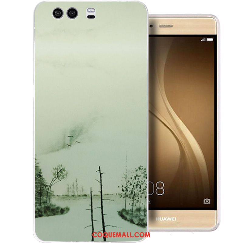 Étui Huawei P10 Fluide Doux Encre Téléphone Portable, Coque Huawei P10 Transparent Bleu Clair