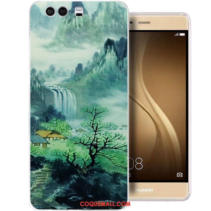 Étui Huawei P10 Fluide Doux Encre Téléphone Portable, Coque Huawei P10 Transparent Bleu Clair