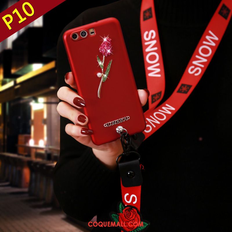 Étui Huawei P10 Fluide Doux Rouge Ornements Suspendus, Coque Huawei P10 Protection Téléphone Portable