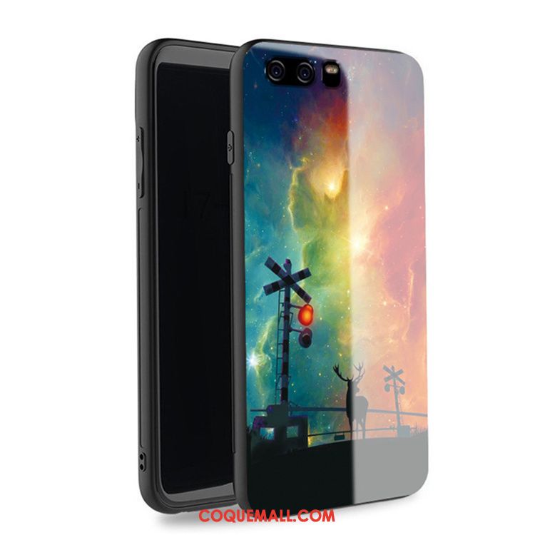 Étui Huawei P10 Incassable Noir Dessin Animé, Coque Huawei P10 Verre Téléphone Portable