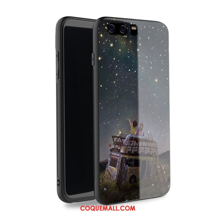 Étui Huawei P10 Incassable Noir Dessin Animé, Coque Huawei P10 Verre Téléphone Portable