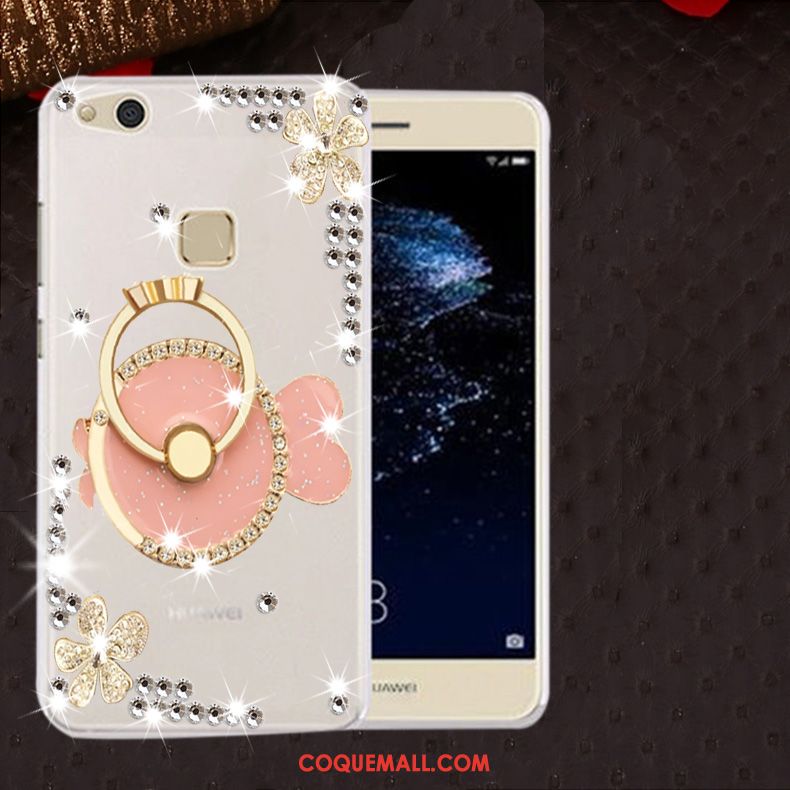 Étui Huawei P10 Lite Blanc Silicone Strass, Coque Huawei P10 Lite Fluide Doux Protection