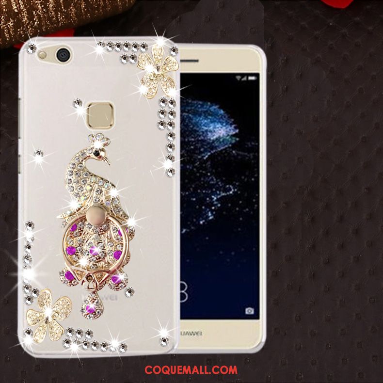 Étui Huawei P10 Lite Blanc Silicone Strass, Coque Huawei P10 Lite Fluide Doux Protection