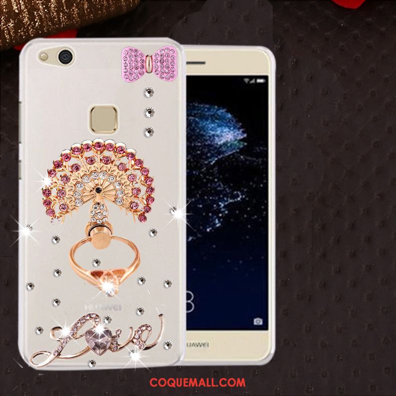 Étui Huawei P10 Lite Blanc Silicone Strass, Coque Huawei P10 Lite Fluide Doux Protection