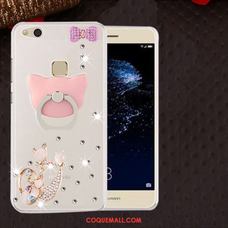 Étui Huawei P10 Lite Blanc Silicone Strass, Coque Huawei P10 Lite Fluide Doux Protection