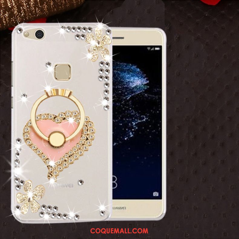 Étui Huawei P10 Lite Blanc Silicone Strass, Coque Huawei P10 Lite Fluide Doux Protection