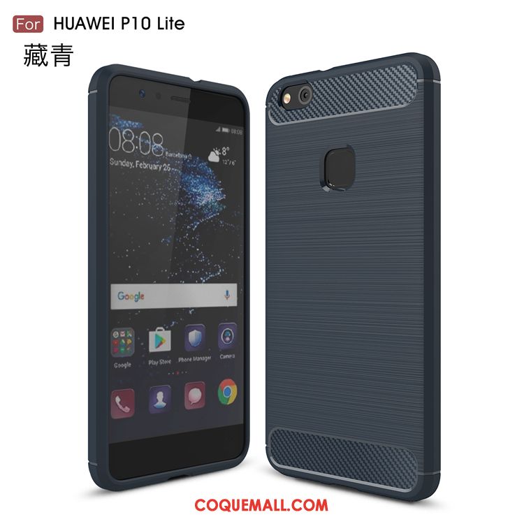 Étui Huawei P10 Lite Bleu Fluide Doux Protection, Coque Huawei P10 Lite Soie Téléphone Portable