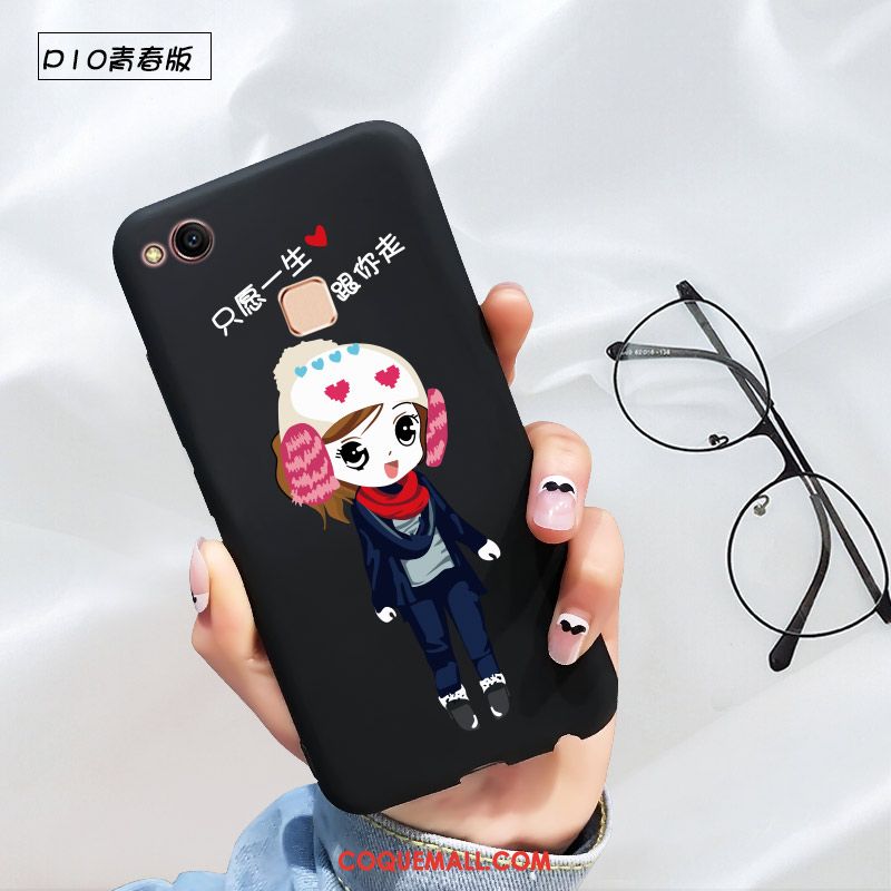 Étui Huawei P10 Lite Incassable Noir Silicone, Coque Huawei P10 Lite Fluide Doux Créatif