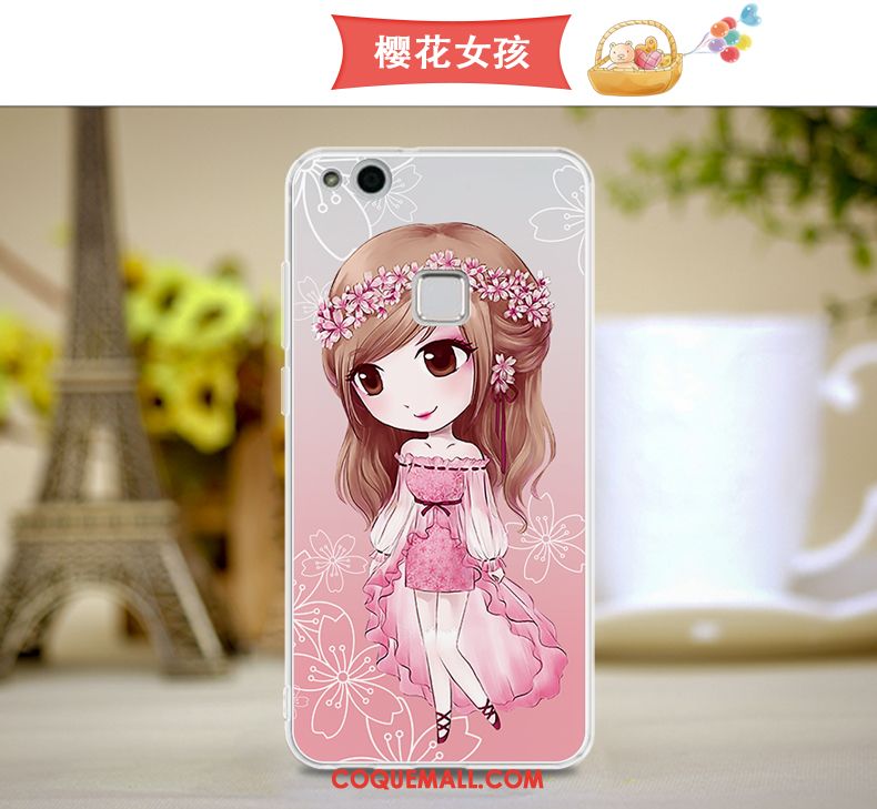 Étui Huawei P10 Lite Rose Silicone Fluide Doux, Coque Huawei P10 Lite Téléphone Portable Jeunesse