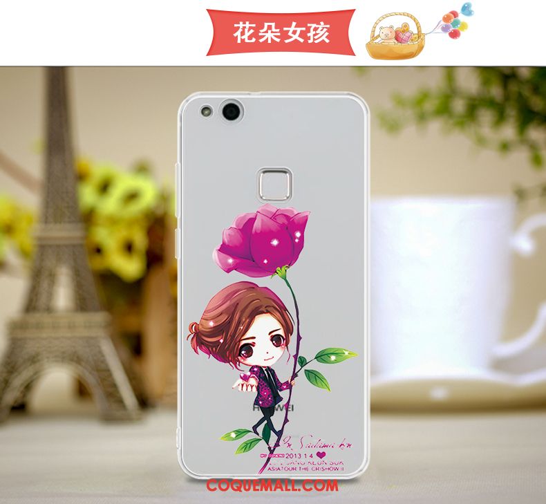 Étui Huawei P10 Lite Rose Silicone Fluide Doux, Coque Huawei P10 Lite Téléphone Portable Jeunesse