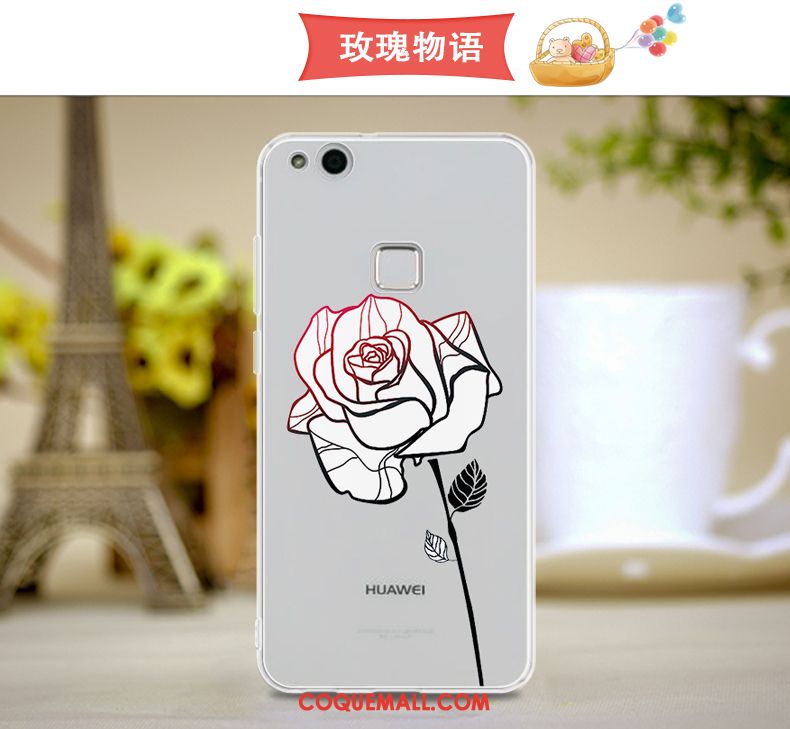 Étui Huawei P10 Lite Rose Silicone Fluide Doux, Coque Huawei P10 Lite Téléphone Portable Jeunesse