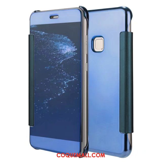 Étui Huawei P10 Lite Étui En Cuir Clamshell Protection, Coque Huawei P10 Lite Blanc Miroir