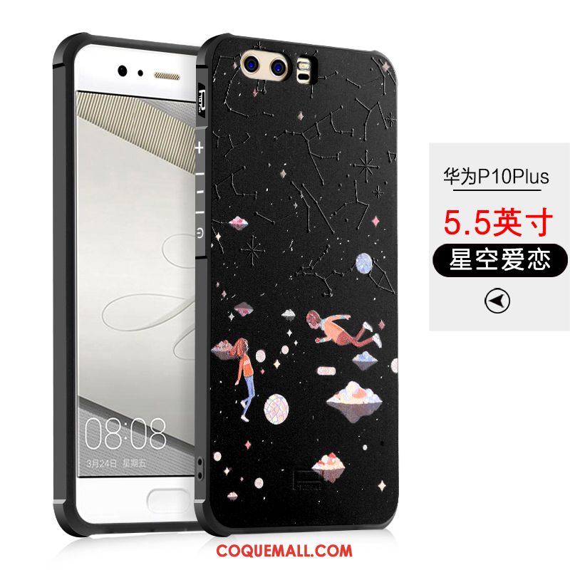 Étui Huawei P10 Plus Dessin Animé Peinture Délavé En Daim, Coque Huawei P10 Plus Silicone Tout Compris