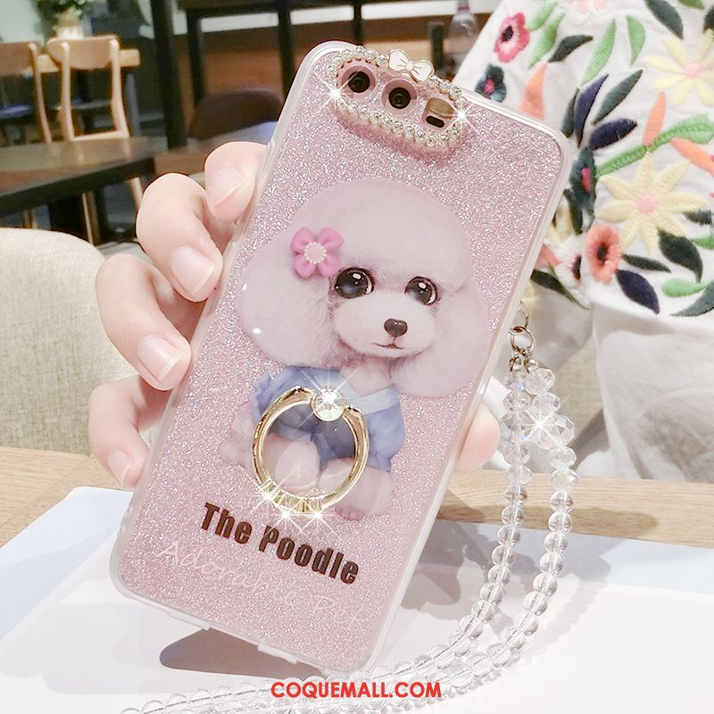 Étui Huawei P10 Plus Tendance Strass Support, Coque Huawei P10 Plus Téléphone Portable Rose