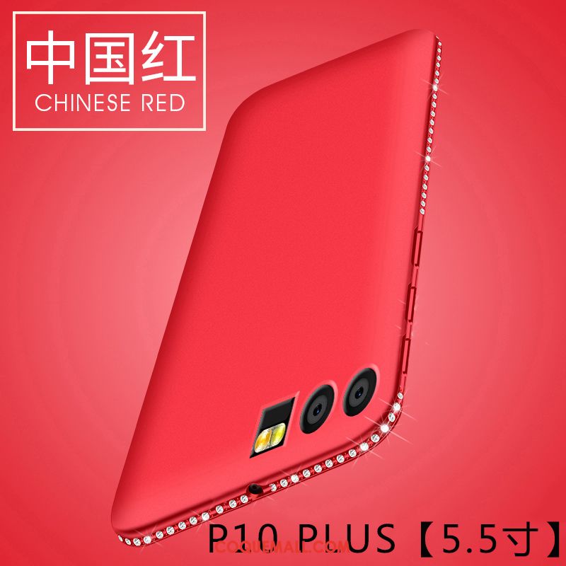 Étui Huawei P10 Plus Très Mince Délavé En Daim Silicone, Coque Huawei P10 Plus Téléphone Portable Rouge