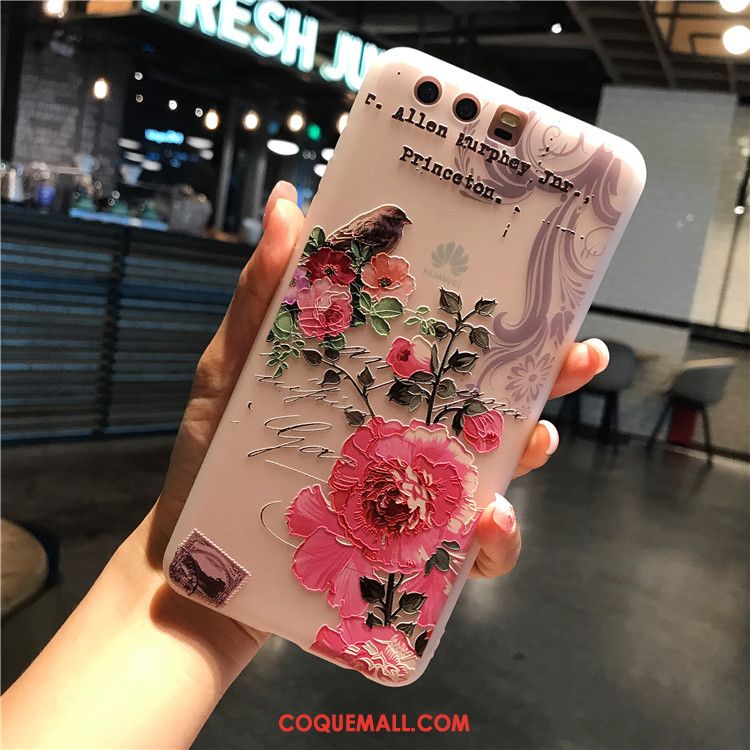Étui Huawei P10 Plus Téléphone Portable Rose Fleur, Coque Huawei P10 Plus Incassable Délavé En Daim
